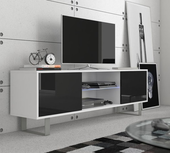 WIP TV stolík King 2 Farba: Biela / čierny lesk