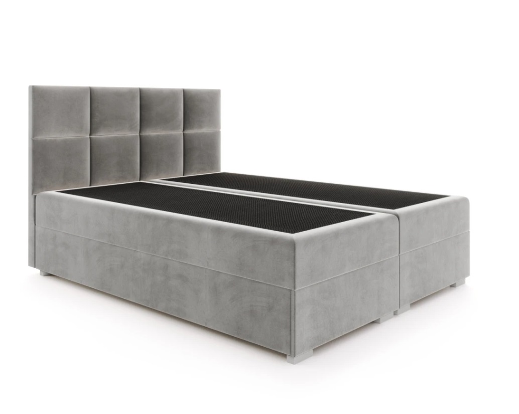 FDM Manželská posteľ PORTLAND Boxspring | sivá 160 x 200 cm