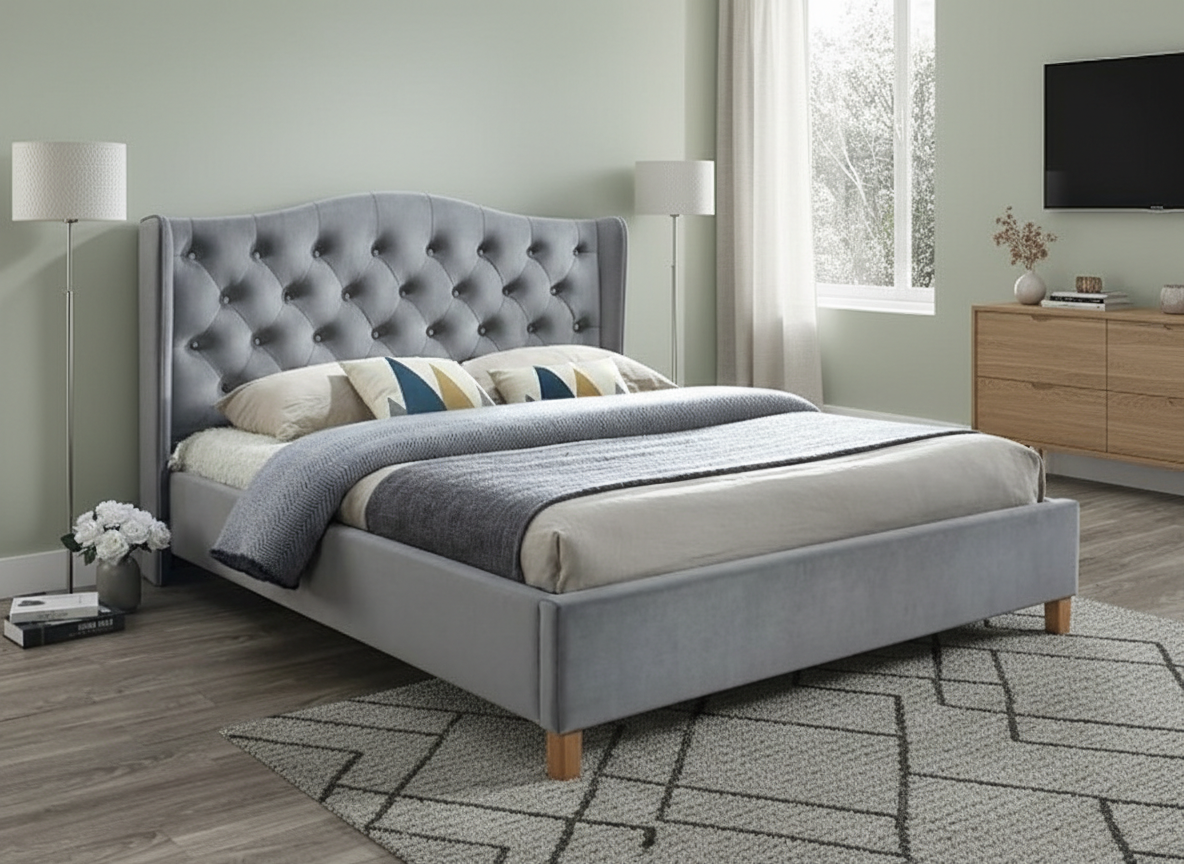 Signal Manželská posteľ ASPEN VELVET | sivá 180 x 200 cm