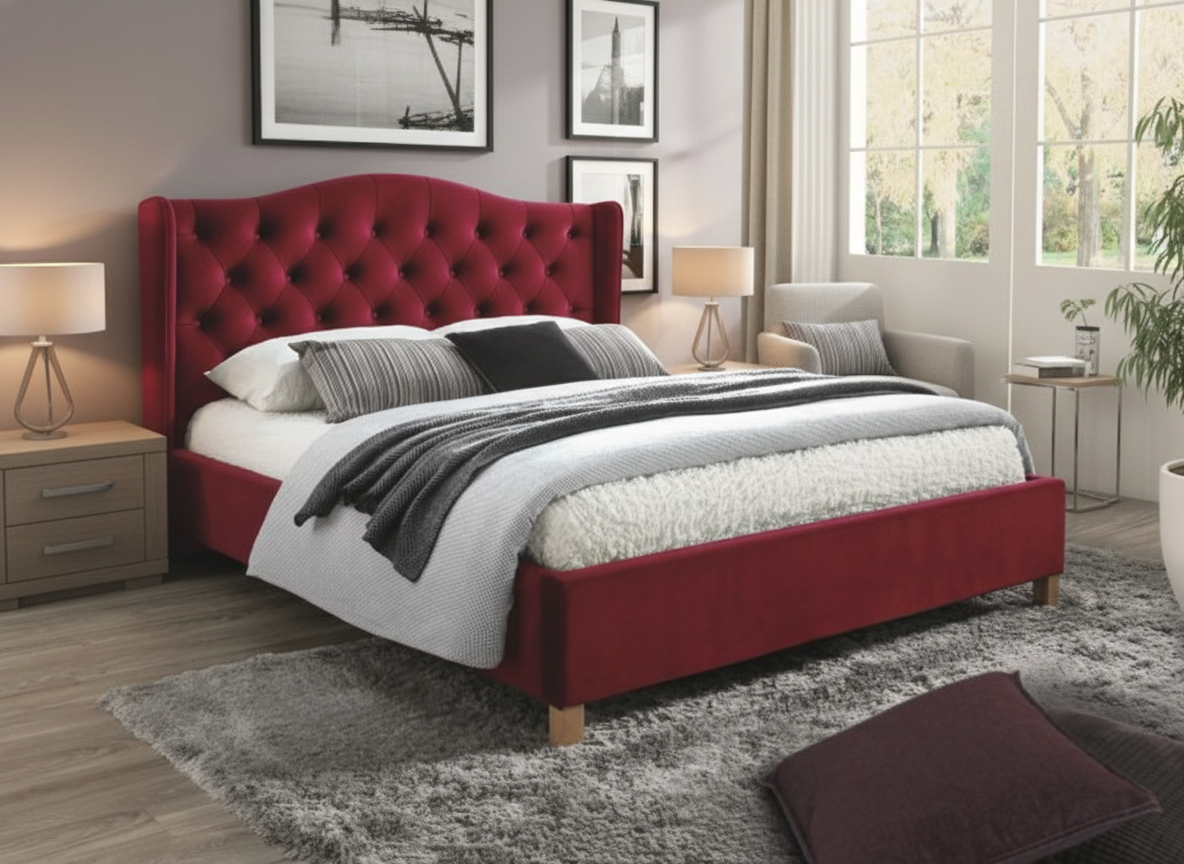 Signal Manželská posteľ ASPEN VELVET | bordová 160 x 200 cm