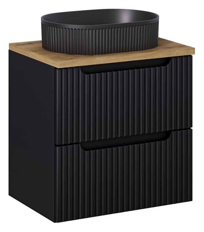 ArtCom Kúpeľňová skrinka s umývadlom a doskou NOVA Black DU60/1 | 60 cm