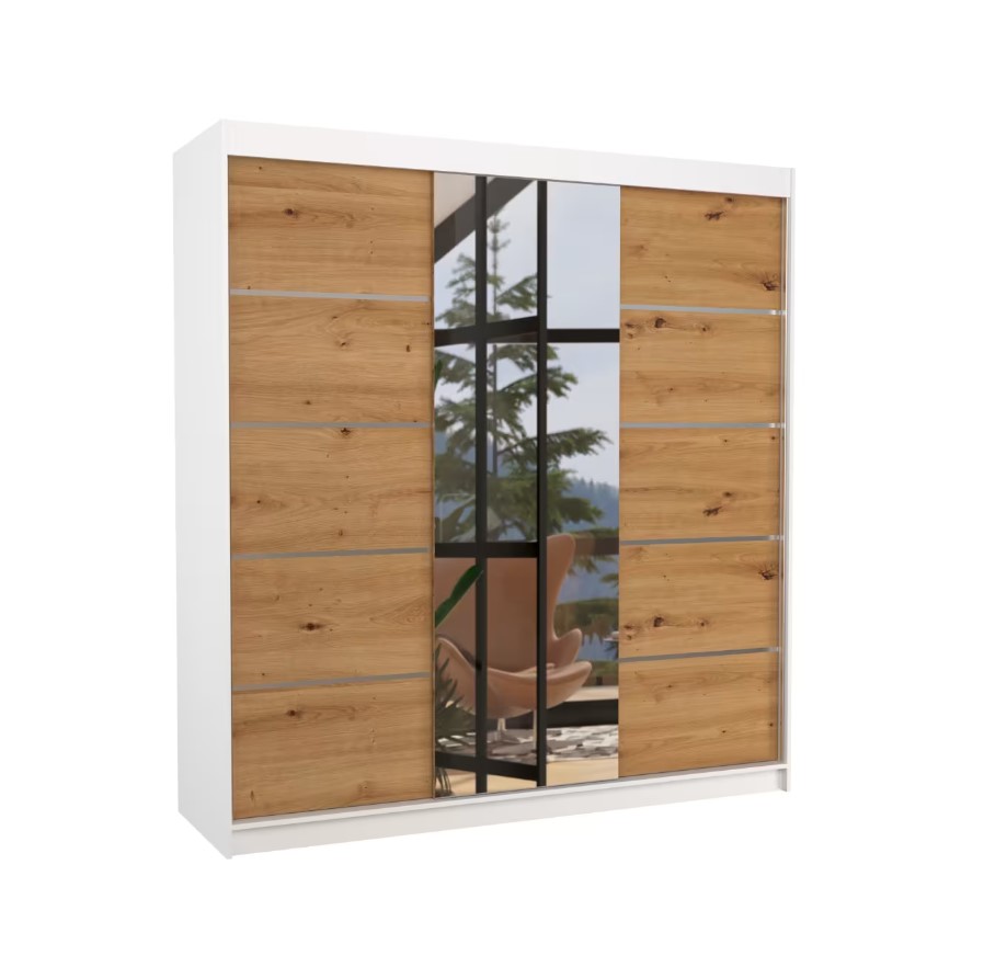 ArtAdrk Šatníková skriňa BERGEN | biela/dub artisan 200 cm