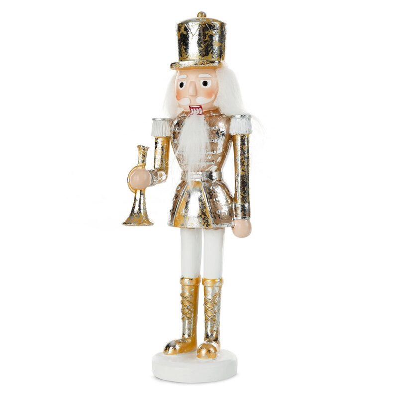 ArtFir Vianočná dekorácia LUSKÁČIK 79D | zlatá/strieborná 25 cm