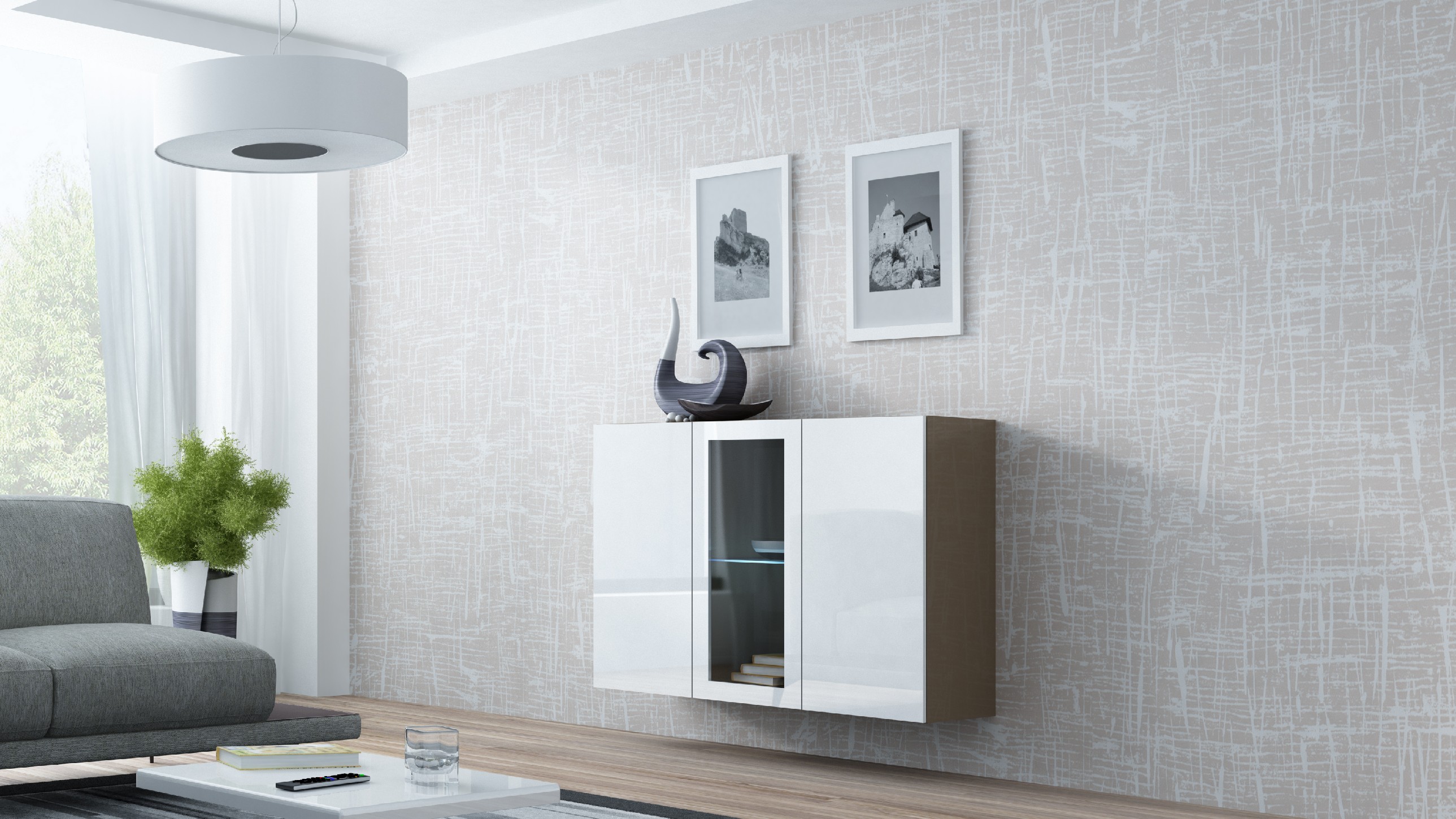 Artcam Komoda VIGO latte / biela vysoký lesk