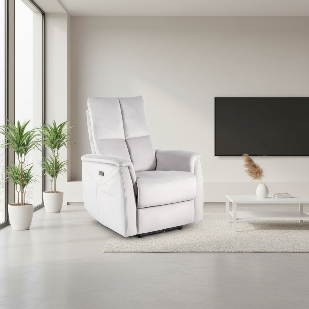 Signal Relaxačné masážne kreslo NEPTUN VELVET M | svetlosivá