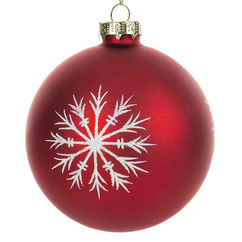 ArtFir Vianočná dekorácia GUĽA 207B | sklenená červená/biela 10 cm