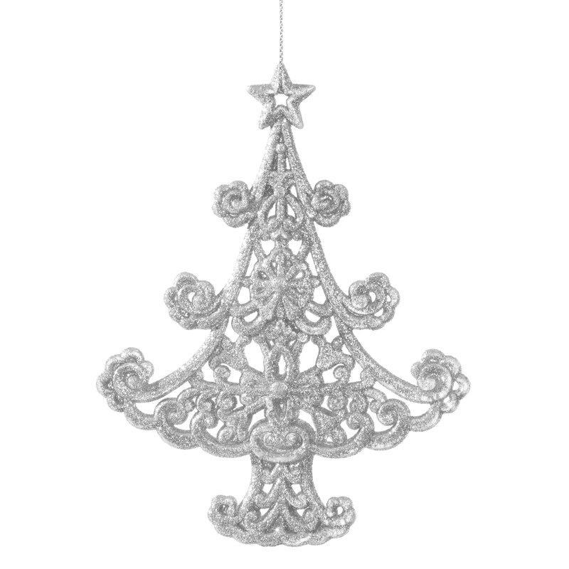 ArtFir Vianočná dekorácia STROMČEK 29B | strieborná 14 x 11 cm