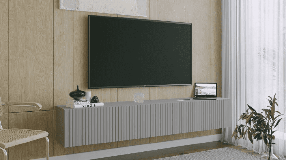 ArtExt Závesný TV stolík JOY | 200 cm Farba: Sivá (drážky)