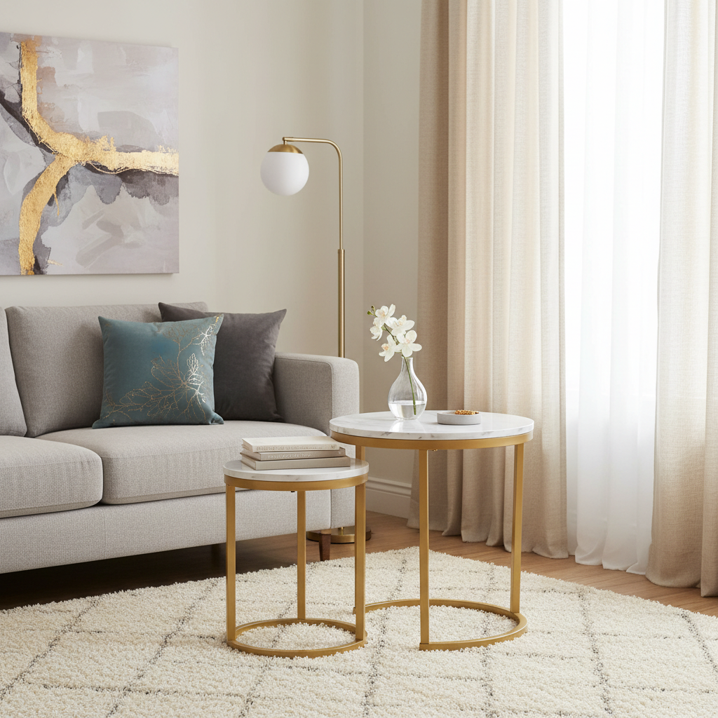 Signal Konferenčný stolík HOLA | zlatá, biela