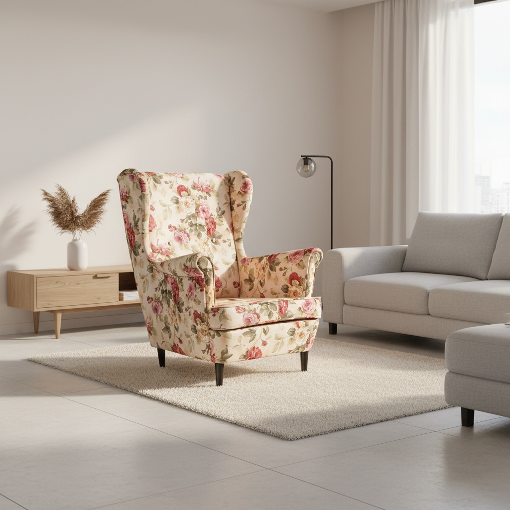 Signal Kreslo LORD | kvety krémová