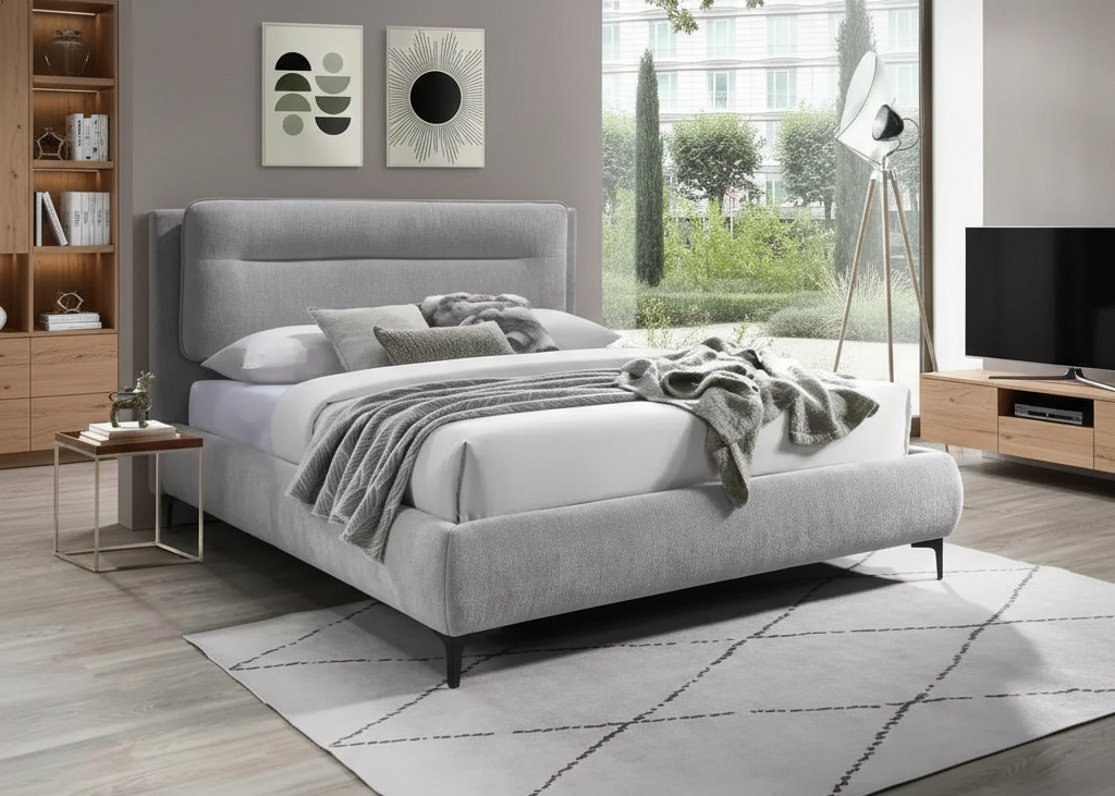 Signal Manželská posteľ NIKOZJA RAVEN 160 x 200 cm | svetlosivá