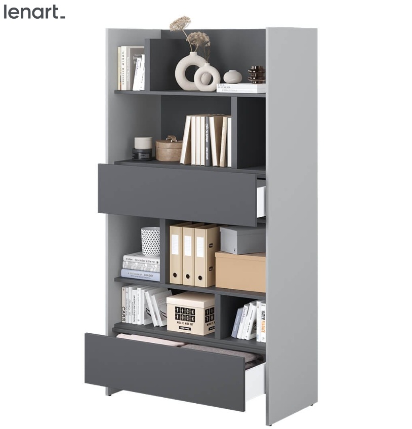 Dig-net nábytok Regál Lenart BED CONCEPT BC-28 | sivá / grafit