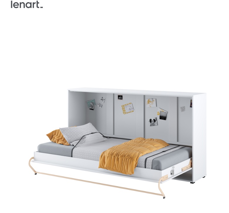 Dig-net nábytok Sklápacia posteľ Lenart CONCEPT PRO CP-06 biely lesk | 90 x 200 cm