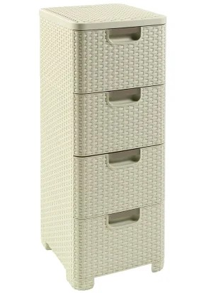 CURVER Zásuvkový regál RATTAN 4x14L | béžová