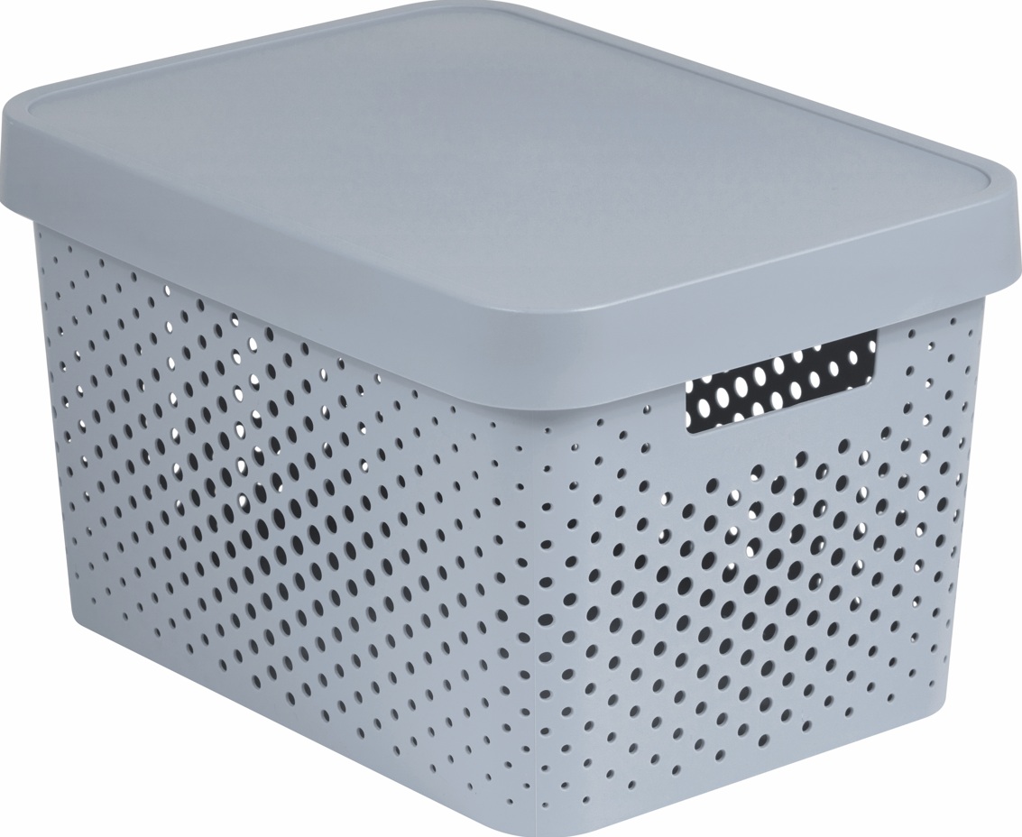 CURVER Úložný box INFINITY DOTS 17l s vekom | sivá