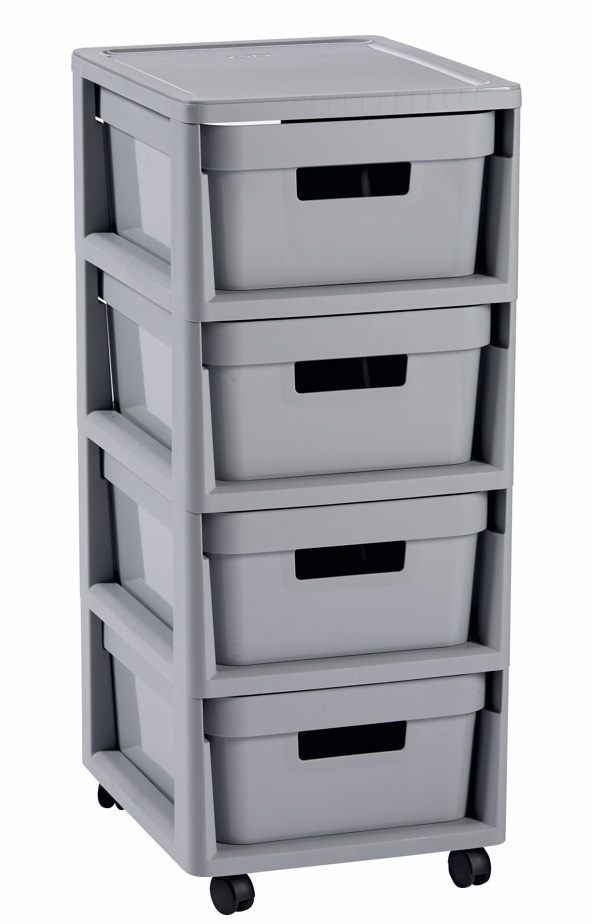 CURVER Zásuvkový regál INFINITY 4x11L | sivá
