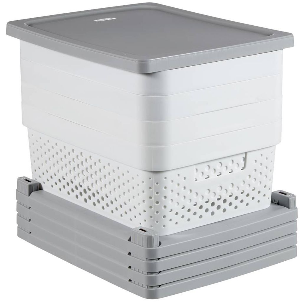 CURVER Rozkladací regál Infinity 4 x 11 l | biela / sivá