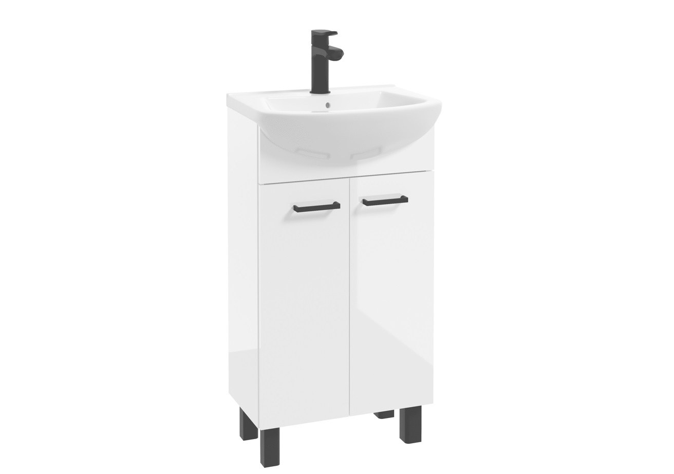 ArtDef Kúpeľňová skrinka NOVELTY White D45 s umývadlom Tomaso 45 | 45 cm