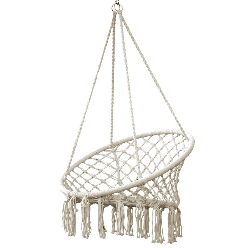 Chomik Záhradné závesné kreslo BOHO | béžová 80 x 60 x 120 cm