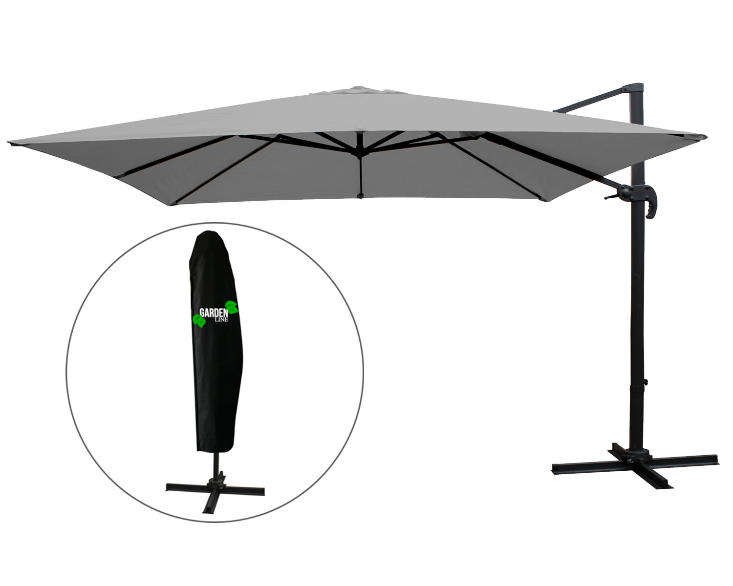 Chomik Záhradný slnečník ROMA | sivá 300 x 300 cm