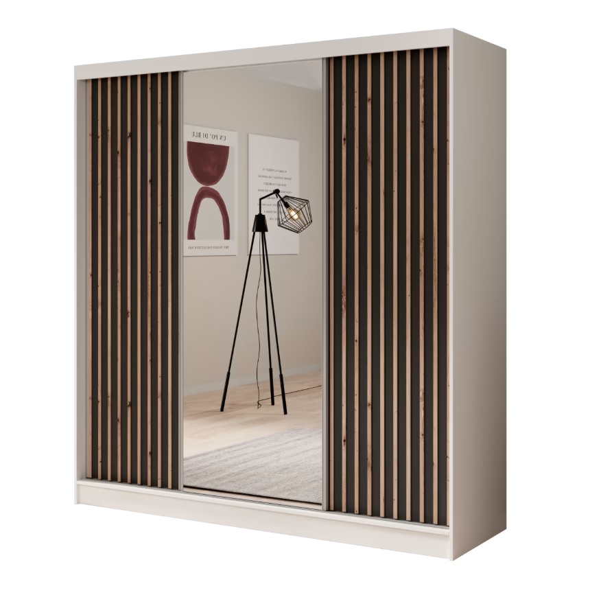 ArtAdrk Šatníková skriňa IDA | biela / čierna 200 cm