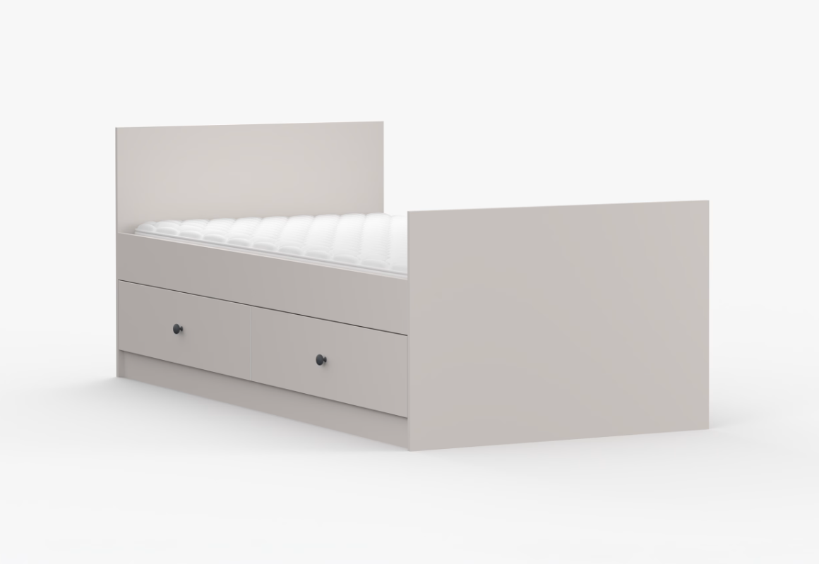 ArtIdz Posteľ ELFI II s roštom | kašmír 90 x 200 cm Farba: Sivé úchytky