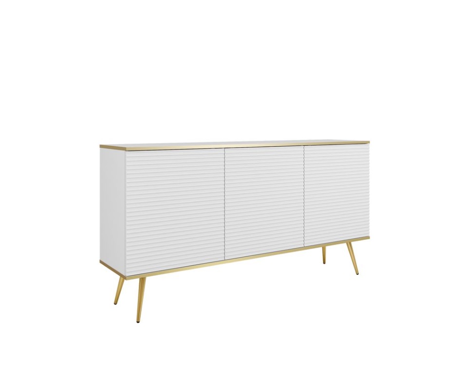 ArtPS Komoda BIJOU K-160 MDF | biela / zlaté nohy
