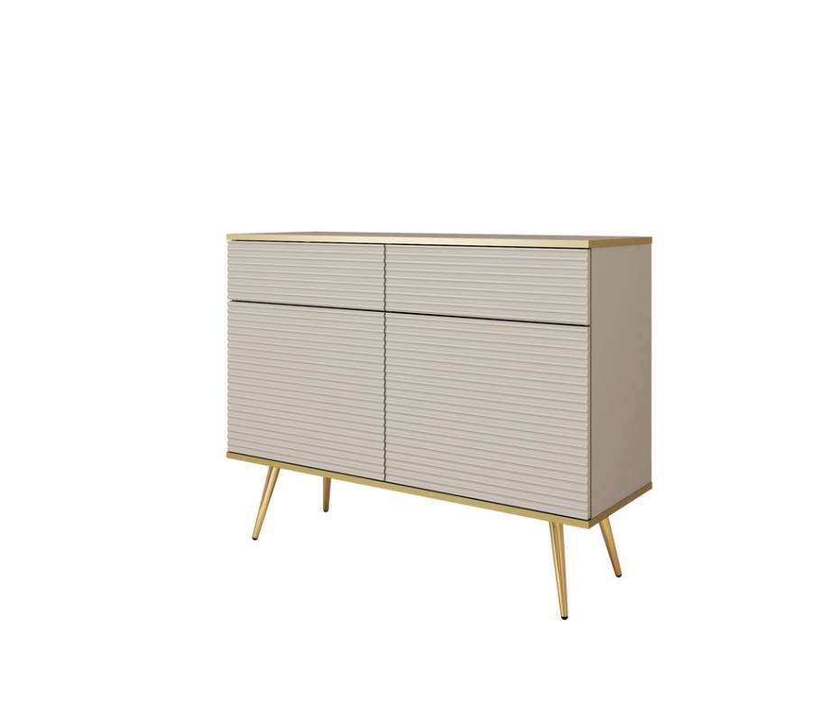 ArtPS Komoda BIJOU KSZ-107 MDF | béžová / zlaté nohy