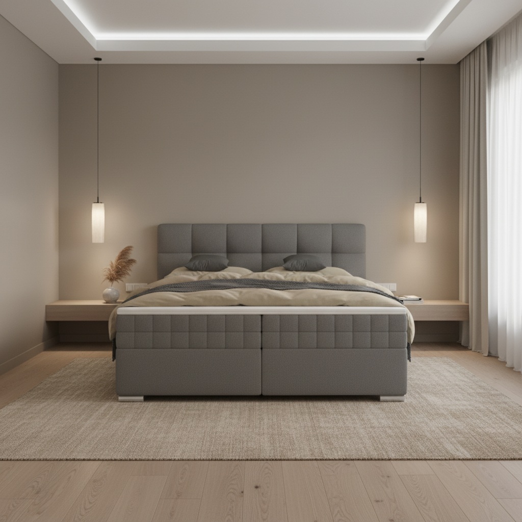 Elvisia Manželská posteľ ALPINA Boxspring | tmavá sivá 180 x 200 cm