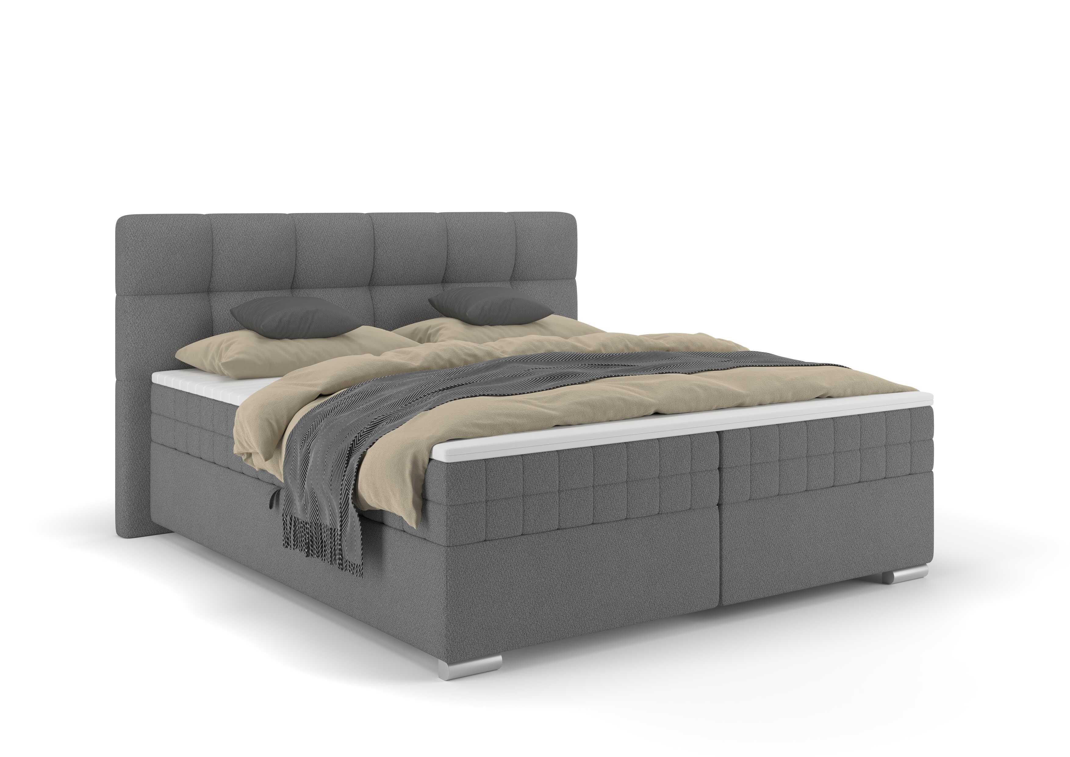 Elvisia Manželská posteľ ALPINA Boxspring | 180 x 200 cm Farba: Sivá / Vinci 07