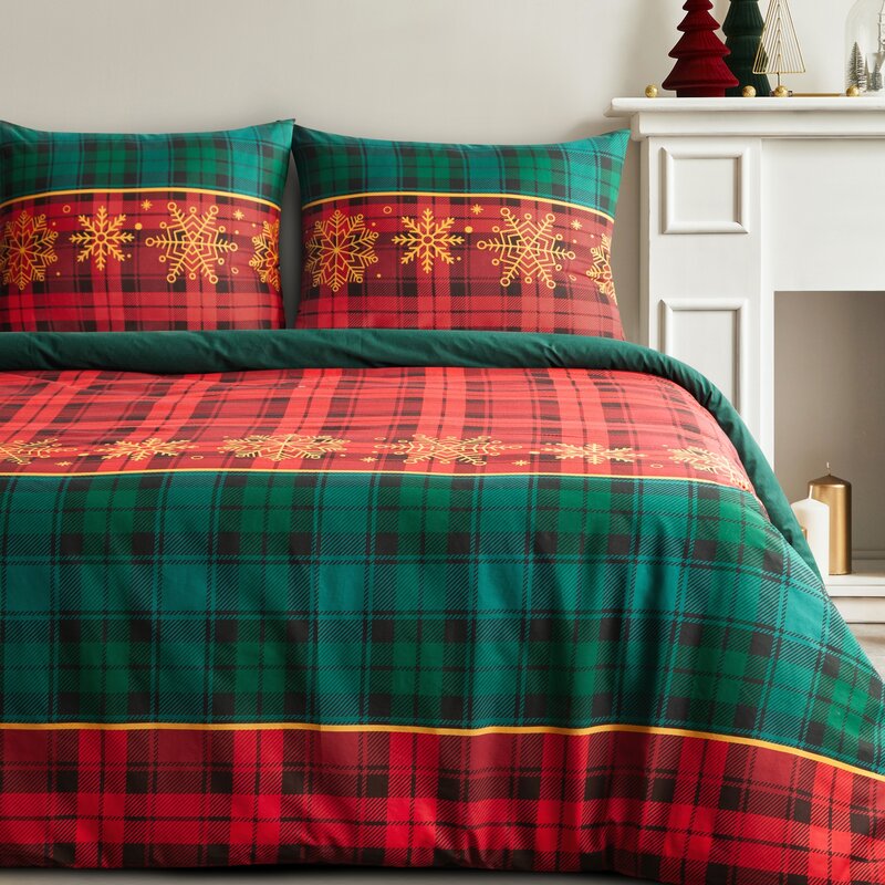 ArtFir Vianočné obliečky na dvojlôžko GLORY | červená/zelená 220 x 200 cm