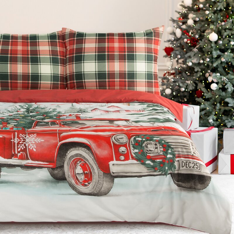 ArtFir Vianočné obliečky na jednolôžko XMAS | červená/biela 140 x 200 cm