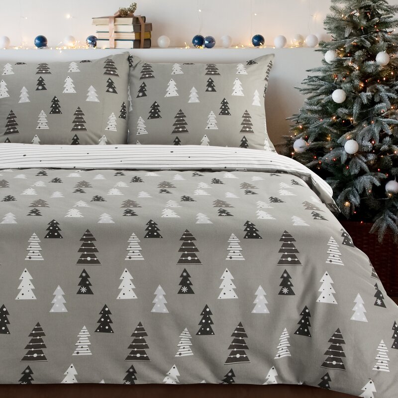 ArtFir Vianočné obliečky na dvojlôžko LENON | sivá/biela 220 x 200 cm