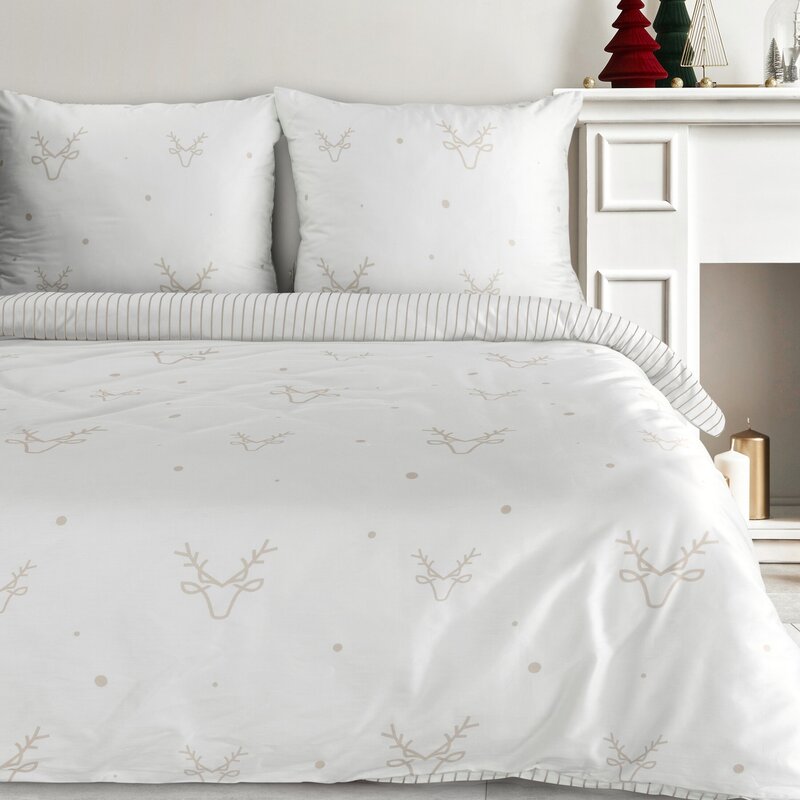 ArtFir Vianočné obliečky na dvojlôžko BOSQUE | biela/béžová 220 x 200 cm
