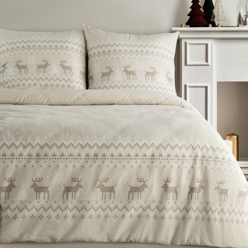 ArtFir Vianočné obliečky na dvojlôžko LUKE | béžová 220 x 200 cm