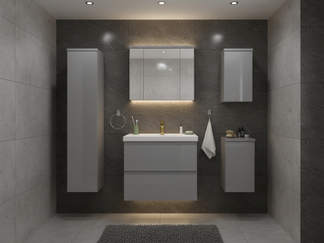 ArtDef Kúpeľňový komplet DIAMENTE 60/1 sivý lesk