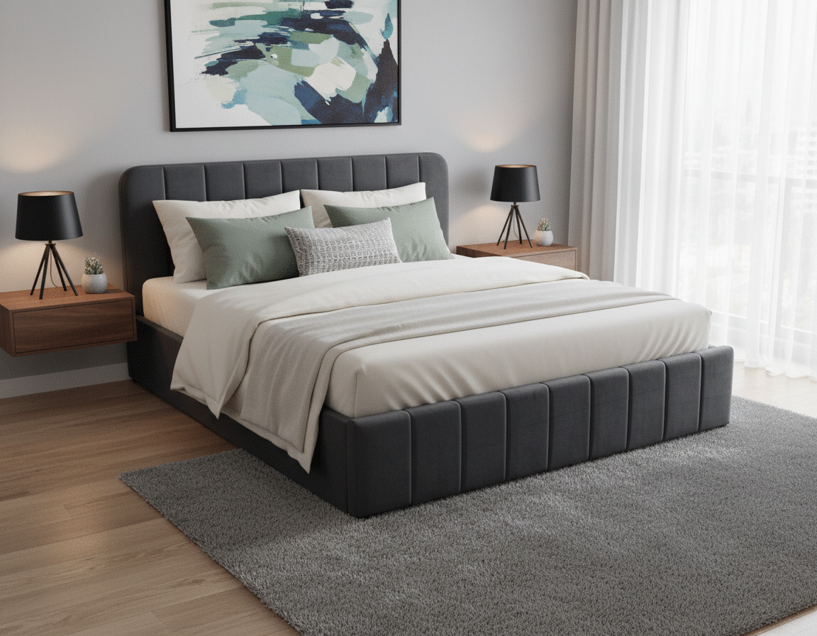 Elvisia Manželská posteľ AVENA s výklopným roštom | sivá 140 x 200 cm