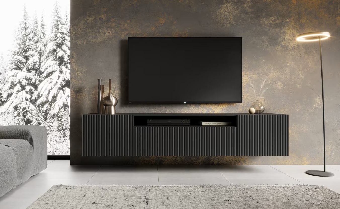 ArtAdrk TV stolík NOEMI závesný | čierna