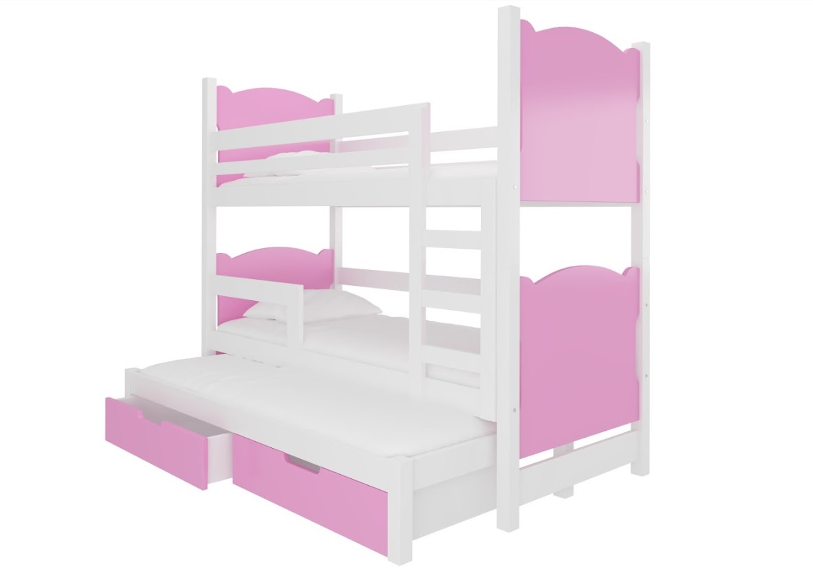 ArtAdrk Detská poschodová posteľ LETICIA Farba: biela / ružová
