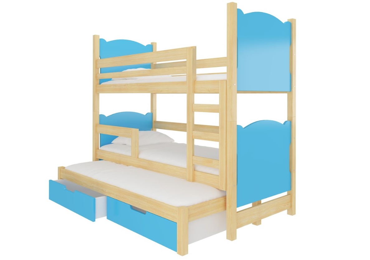 ArtAdrk Detská poschodová posteľ LETICIA Farba: Borovica / modrá