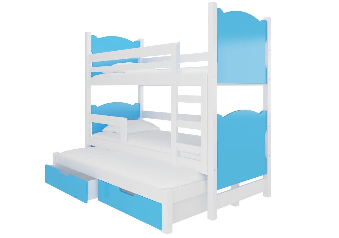 E-shop ArtAdrk Detská poschodová posteľ LETICIA Farba: biela / modrá