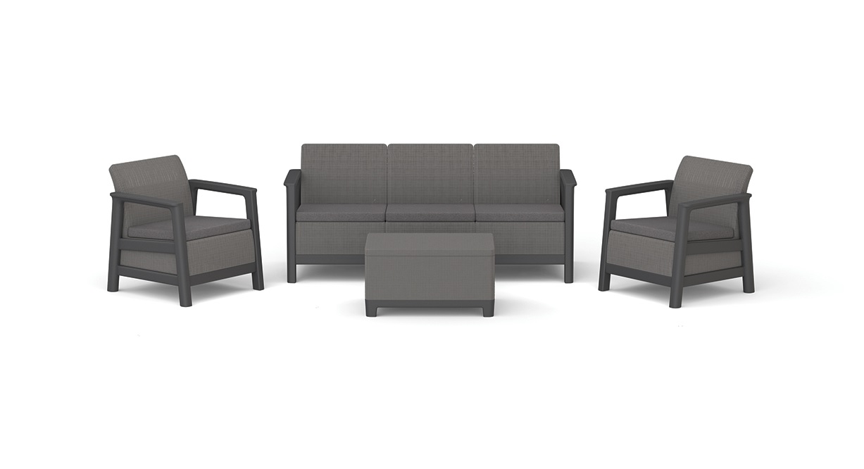 KETER Záhradný set SCANDI LINDI 3 | Mountain grey / grafit