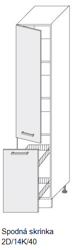 ArtExt Kuchynská linka Florence - mat Kuchyňa: Spodná skrinka 2D/14K/40 / (ŠxVxH) 40 x 207 x 56,5 cm