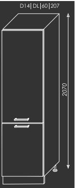 ArtExt Kuchynská linka Florence - mat Kuchyňa: Spodná skrinka D14/DL/60/207 / (ŠxVxH): 60 x 207 x 56,5 cm