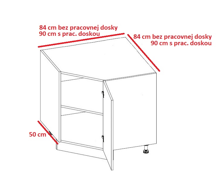 ArtExt Kuchynská linka Florence - mat Kuchyňa: Rohová spodná skrinka D12R/90 /(ŠxVxH) 84 x 82 x 84 cm