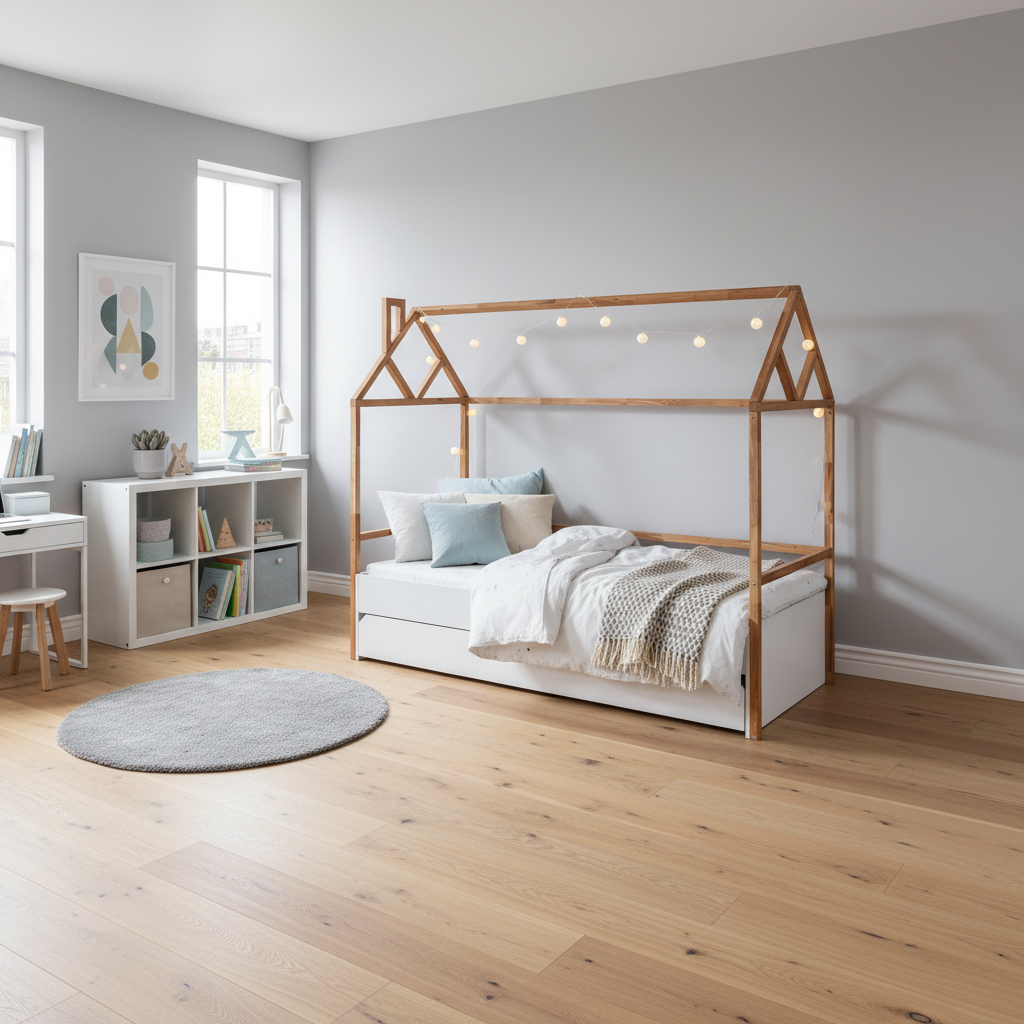 ArtBel Detská posteľ s prístelkou LOTTA domček | biela 90 x 200 cm