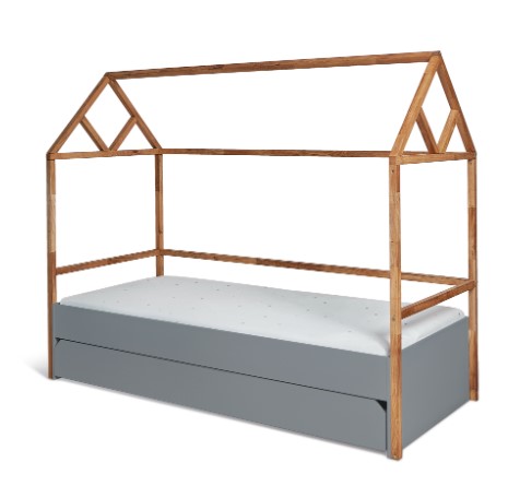 E-shop ArtBel Detská posteľ s prístelkou LOTTA domček | 90 x 200 cm Farba: Sivá
