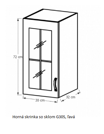 Tempo Kondela Kuchynská linka Provance Provance: Horná skrinka G30S - ľava 30x72x32 cm