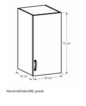 Tempo Kondela Kuchynská linka Provance Provance: Horná skrinka G30 - pravá 30x72x32 cm