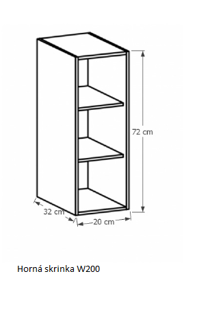 Tempo Kondela Kuchynská linka Provance Provance: Horná skrinka W200 - 20x72x32 cm